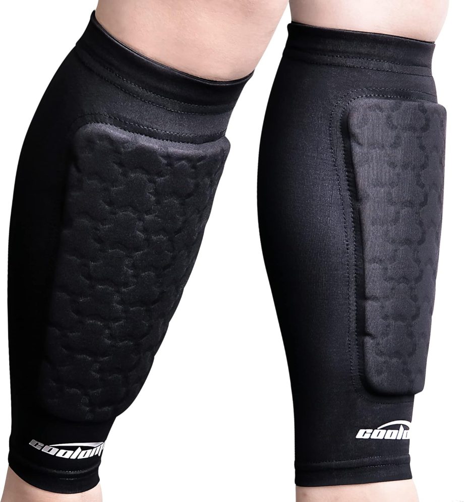 COOLOMG Soccer Shin Guard Sleeves with Foam